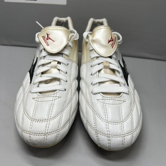 Mizuno GHOST Striker Elite Real Leather Gold Silver Men Sz 10.5 Preowned Vintage main image 12